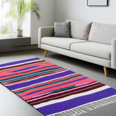 Horizontal Cotton Rug - Dominos Green (3ft x6ft)